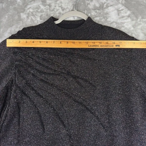 Dressbarn Metallic Sparkle Knit Sweater Mock Neck Black Womens 14/16 (1361) - Picture 7 of 10